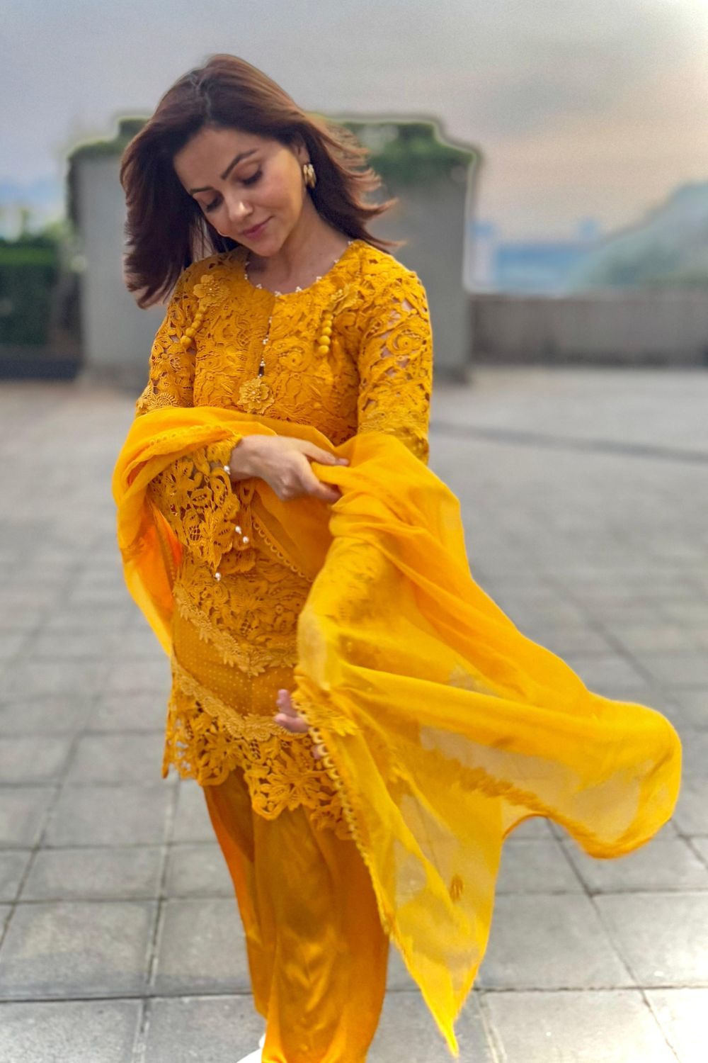 Rubina Dilaik In Our Devika Yellow Kurta Set