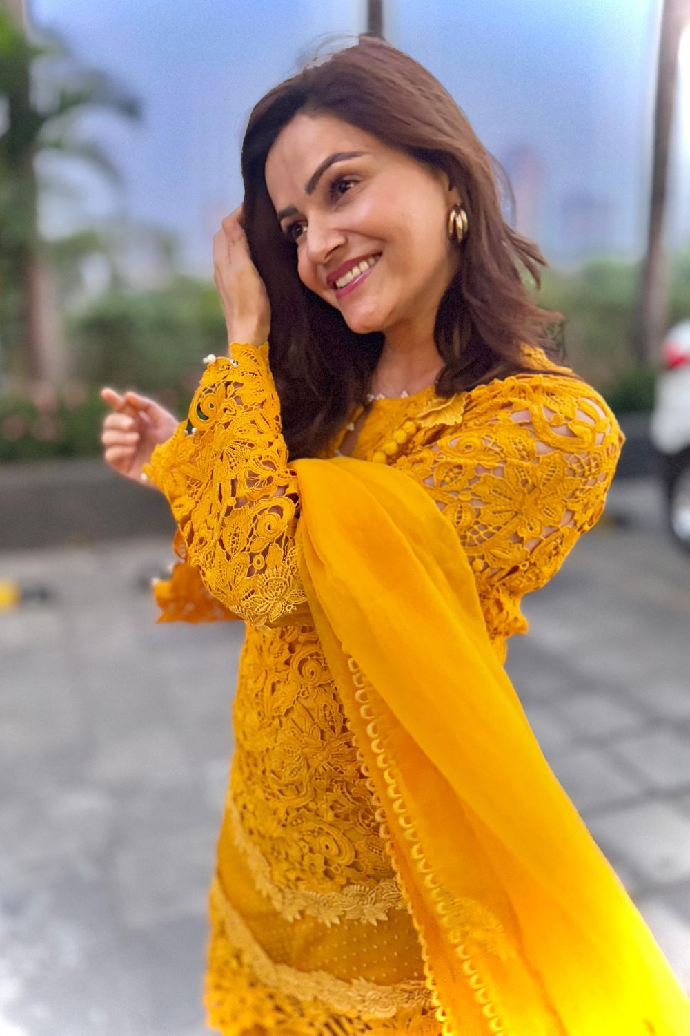 Rubina Dilaik In Our Devika Yellow Kurta Set
