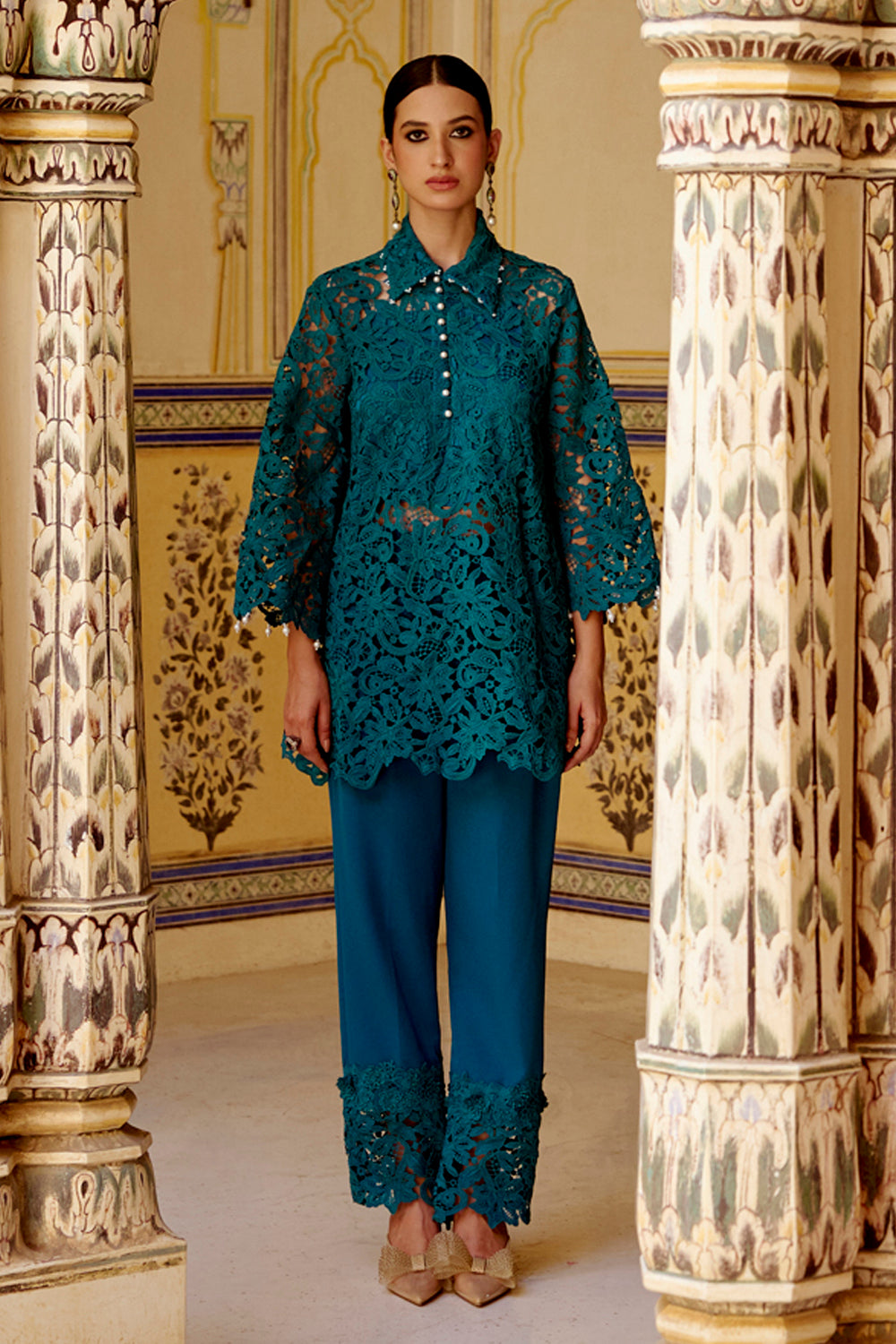 Adira Peacock Blue Co-ord Set