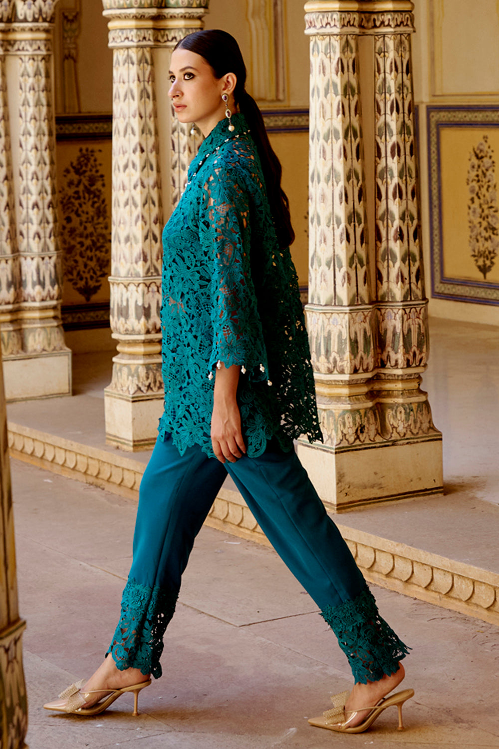 Adira Peacock Blue Co-ord Set