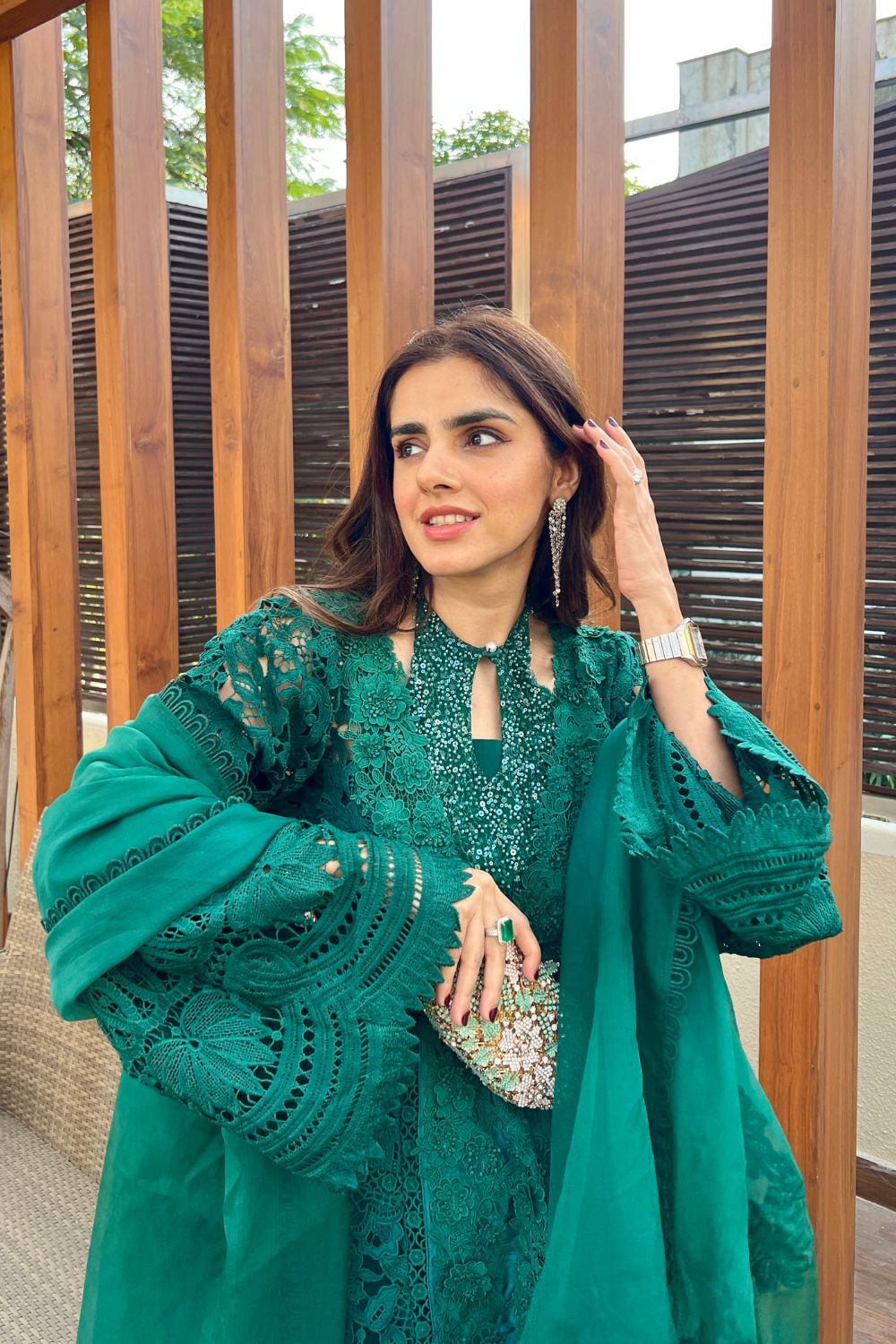 Sharnamli Mehra In Our Janvi Dark Green Kurta Set